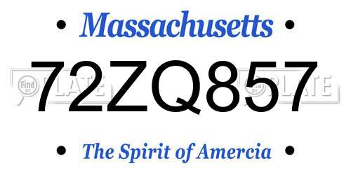 72ZQ857 Massachusetts License Plate
