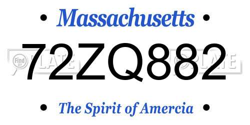 72ZQ882 Massachusetts License Plate