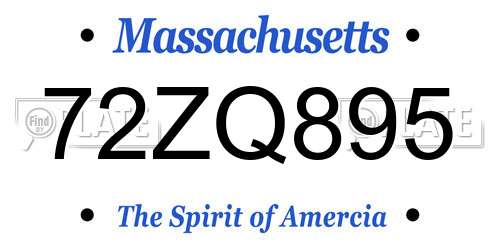 72ZQ895 Massachusetts License Plate