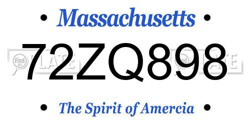 72ZQ898 Massachusetts License Plate