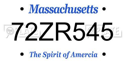 72ZR545 Massachusetts License Plate