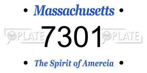 7301 Massachusetts License Plate