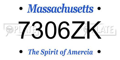 7306ZK Massachusetts License Plate