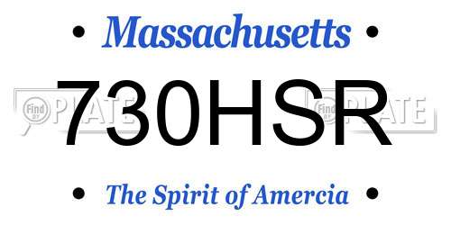 730HSR Massachusetts License Plate