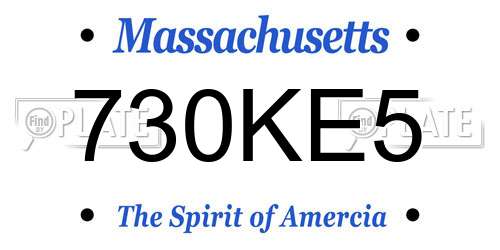 730KE5 Massachusetts License Plate