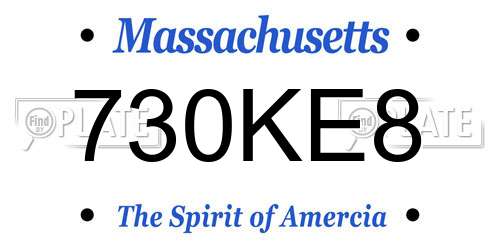 730KE8 Massachusetts License Plate