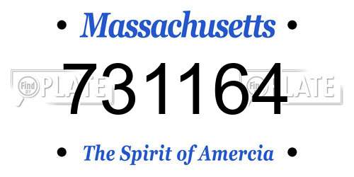 731164 Massachusetts License Plate