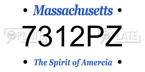 7312PZ Massachusetts License Plate