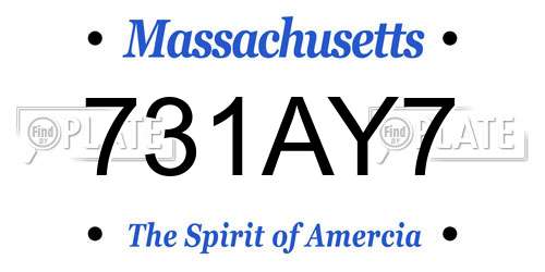 731AY7 Massachusetts License Plate