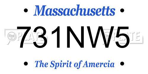 731NW5 Massachusetts License Plate