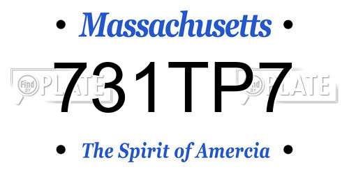 731TP7 Massachusetts License Plate