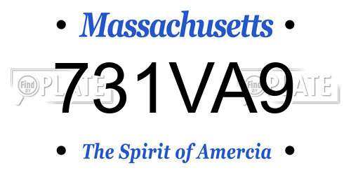 731VA9 Massachusetts License Plate