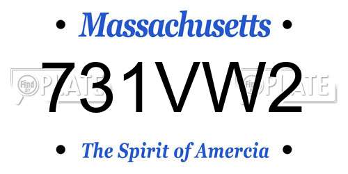 731VW2 Massachusetts License Plate