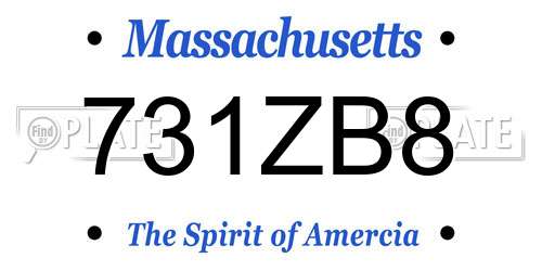 731ZB8 Massachusetts License Plate
