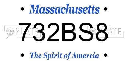 732BS8 Massachusetts License Plate