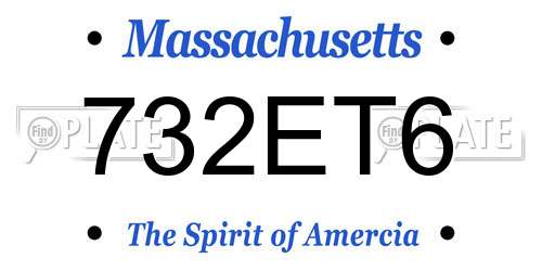 732ET6 Massachusetts License Plate