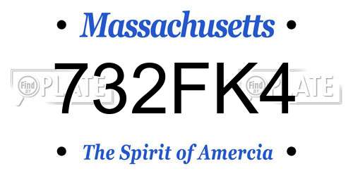 732FK4 Massachusetts License Plate