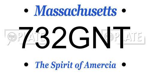 732GNT Massachusetts License Plate