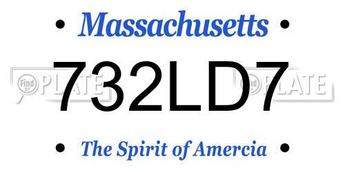 732LD7 Massachusetts License Plate