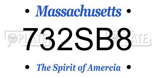 732SB8 Massachusetts License Plate