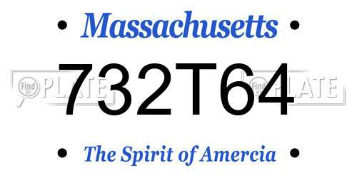 732T64 Massachusetts License Plate