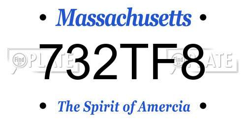 732TF8 Massachusetts License Plate