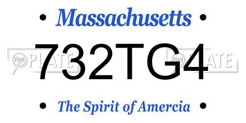 732TG4 Massachusetts License Plate