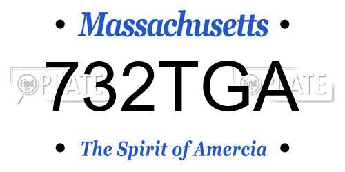 732TGA Massachusetts License Plate