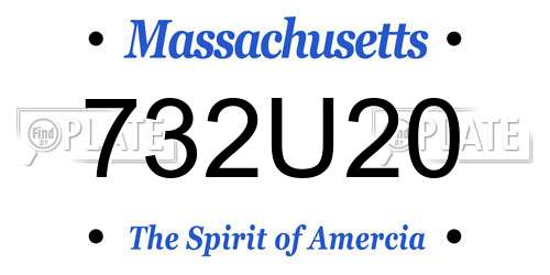 732U20 Massachusetts License Plate