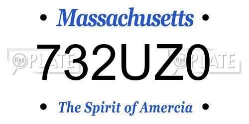 732UZ0 Massachusetts License Plate