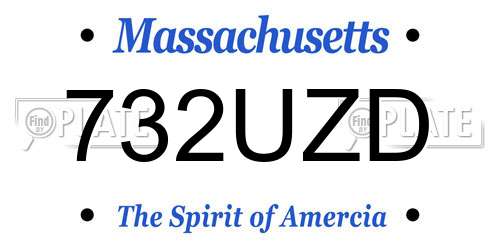 732UZD Massachusetts License Plate