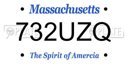 732UZQ Massachusetts License Plate