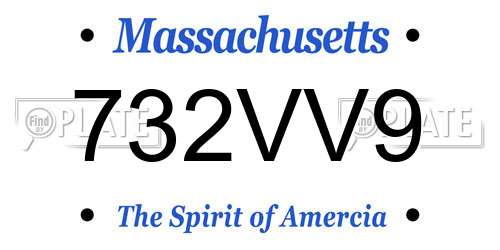 732VV9 Massachusetts License Plate
