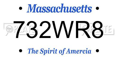 732WR8 Massachusetts License Plate