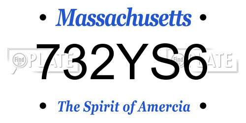 732YS6 Massachusetts License Plate