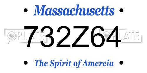 732Z64 Massachusetts License Plate
