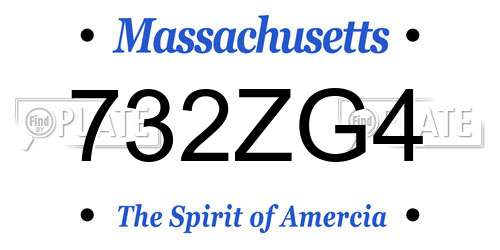 732ZG4 Massachusetts License Plate