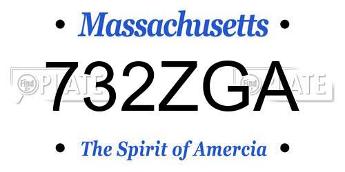 732ZGA Massachusetts License Plate