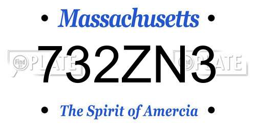 732ZN3 Massachusetts License Plate