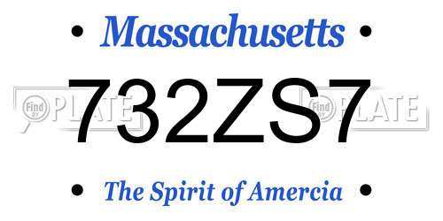 732ZS7 Massachusetts License Plate