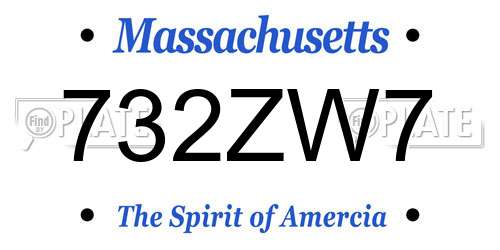 732ZW7 Massachusetts License Plate