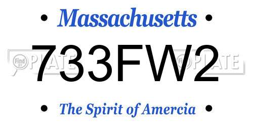 733FW2 Massachusetts License Plate