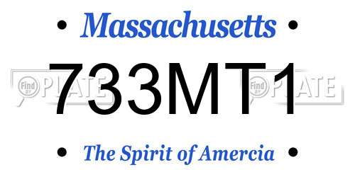 733MT1 Massachusetts License Plate