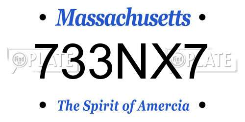 733NX7 Massachusetts License Plate