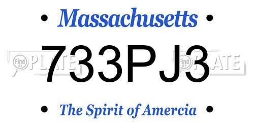 733PJ3 Massachusetts License Plate