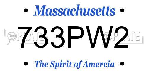 733PW2 Massachusetts License Plate
