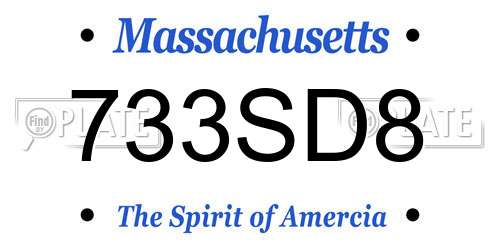 733SD8 Massachusetts License Plate