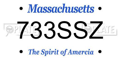 733SSZ Massachusetts License Plate