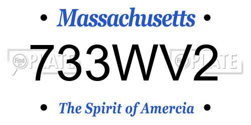 733WV2 Massachusetts License Plate