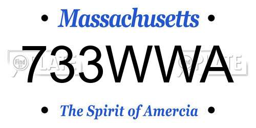 733WWA Massachusetts License Plate